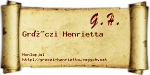 Gréczi Henrietta névjegykártya